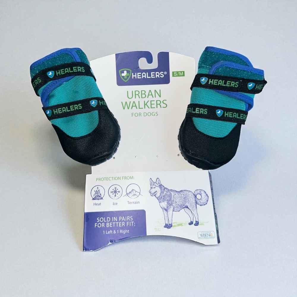 Urban Walker Dog Boots, Teal, S/M Healers Brand New Open Box